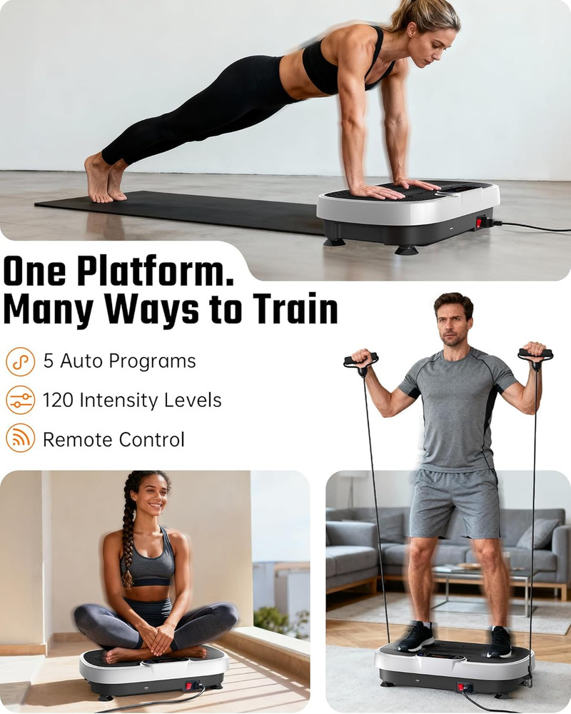 Vibration Plate Exercise Machine - 455 Lbs Full Body Vibrating Platform with Blu