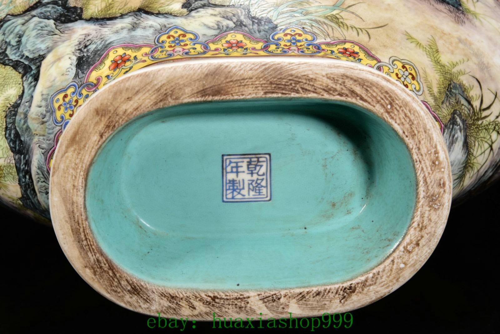 21.6"Enamel Color Porcelain Gilt Cattle Cow ox Bull Double Beast Ear Bottle Vase