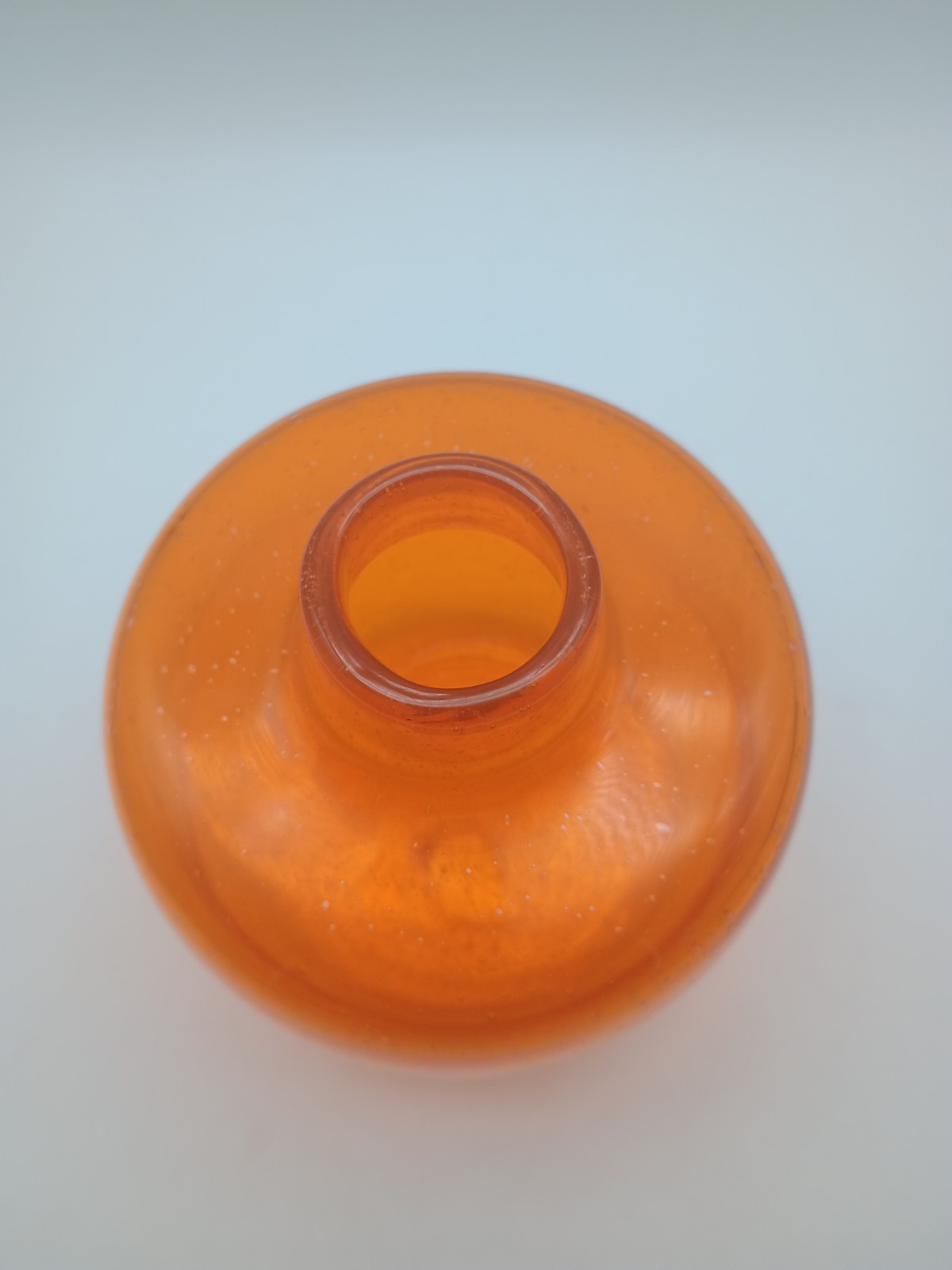 Beautiful Hand blown Art Glass Orange Tangerine Vase with Bubble's 7"H 5"W