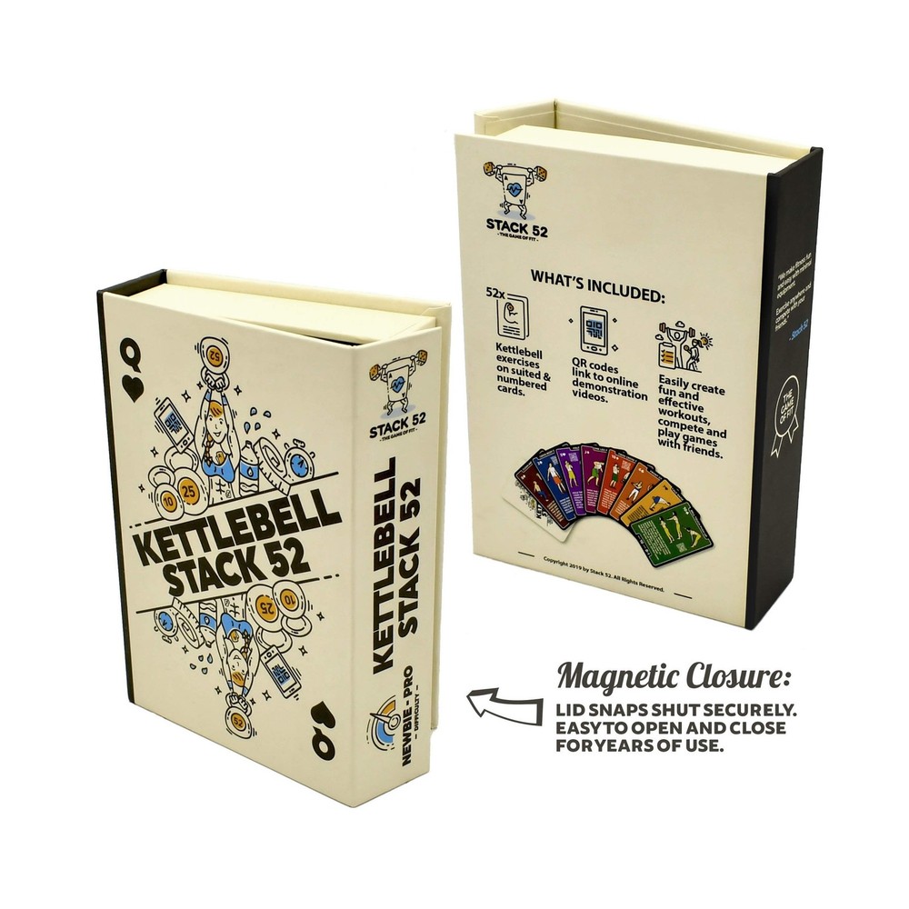 Stack 52 Kettlebell Exercise Cards. Workout Playing Card Game. Video Instruct...