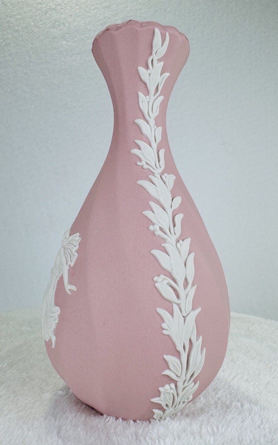 Wedgwood Pink Jasperware Dancing Hours Still Vase Fluted 5.5” Rare Vintage