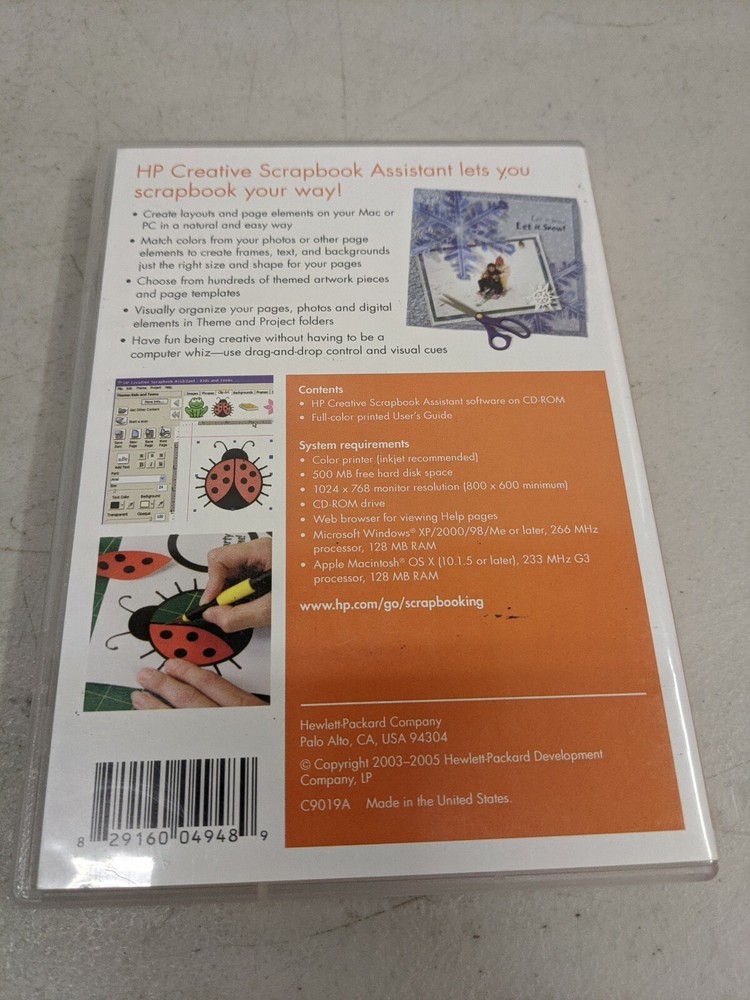 HP Creative Scrapbook Assistant Digital Software CD &Full Color User Guide l3820