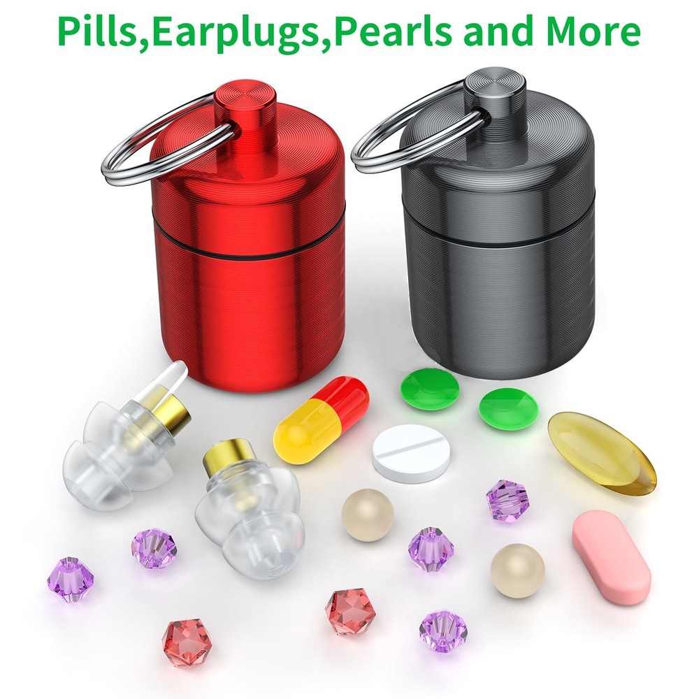 Ear Plug Carrying Case Keychain(2 Pack), Small Waterproof Metal Earplug Case ...