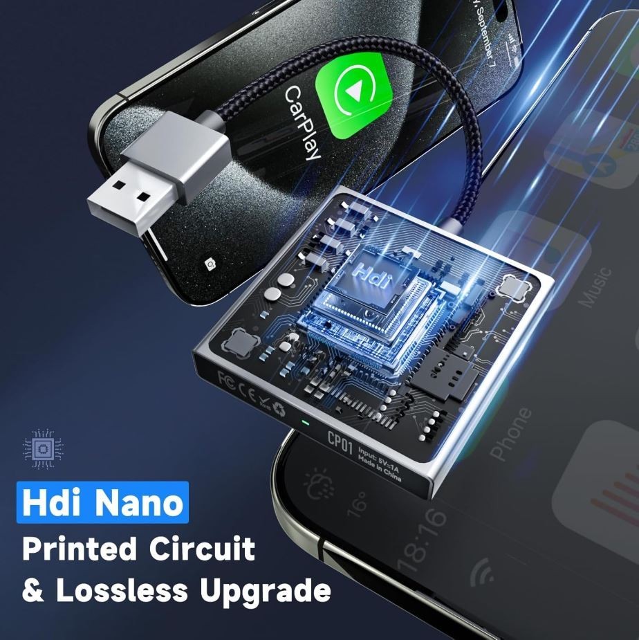 Wireless CarPlay Adapter for iPhone Plug & Play Converter Dongle USB/USB-C Fast