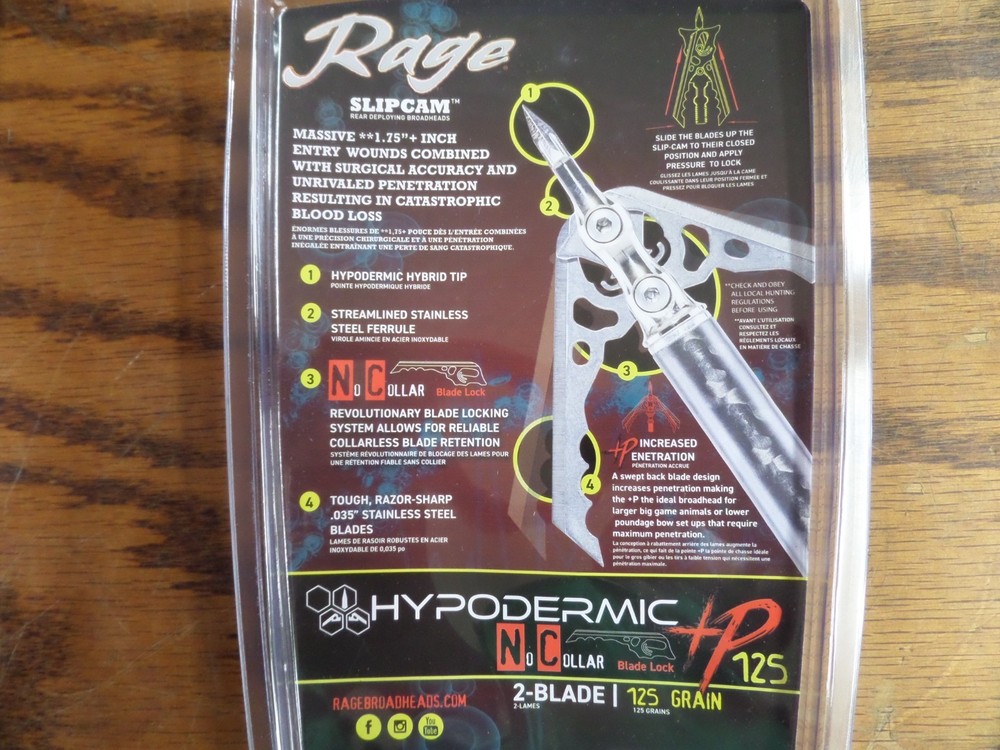 Rage Hypodermic NC +P Broadhead 3-Pack - 125 Grain