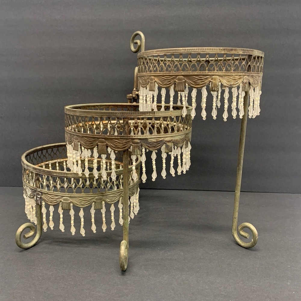Davco Silver Ltd. Three Tier Beaded Dessert Platform * Repaire Project *