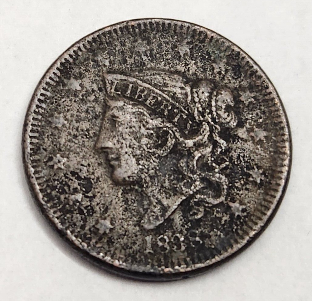 1838 Coronet Head One Cent Coin
