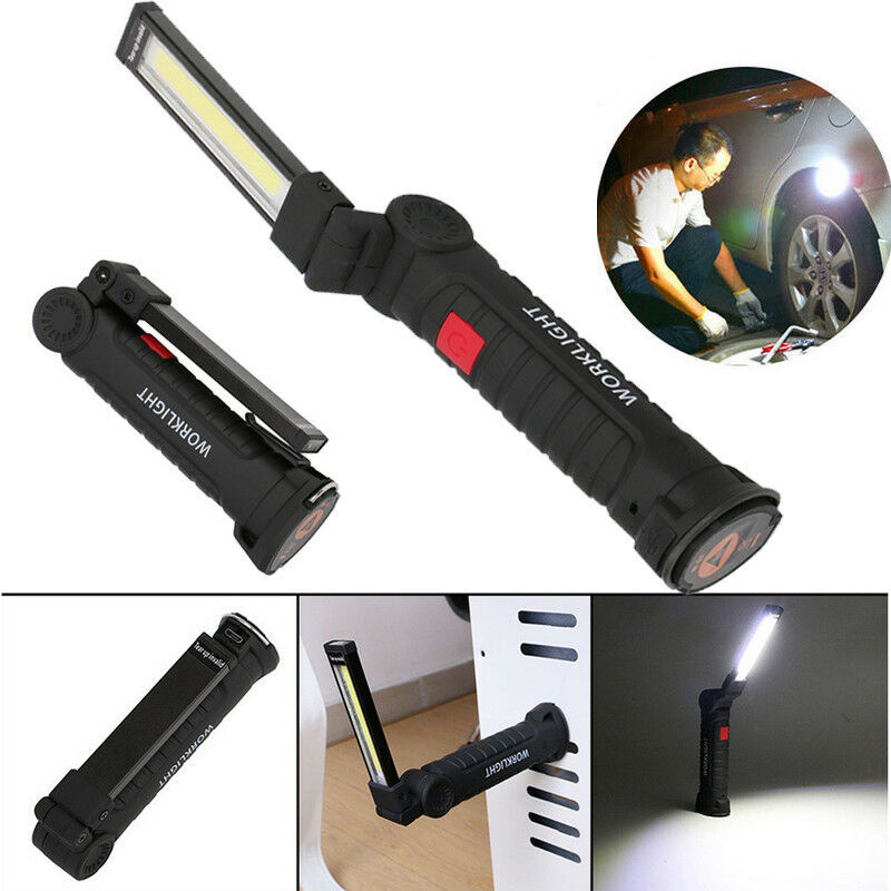 Magnetic Rechargeable COB LED RED Work Light Lamp Flashlight Folding Torch