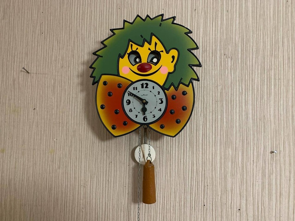 New Vintage Clock Soviet Mechanical Clock Working Soviet CLOWN Wall Clock