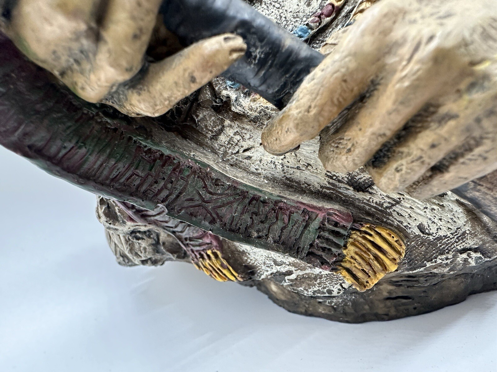 Native American Indian Large Bust Resin Sculpture Hand Painted Very Detailed