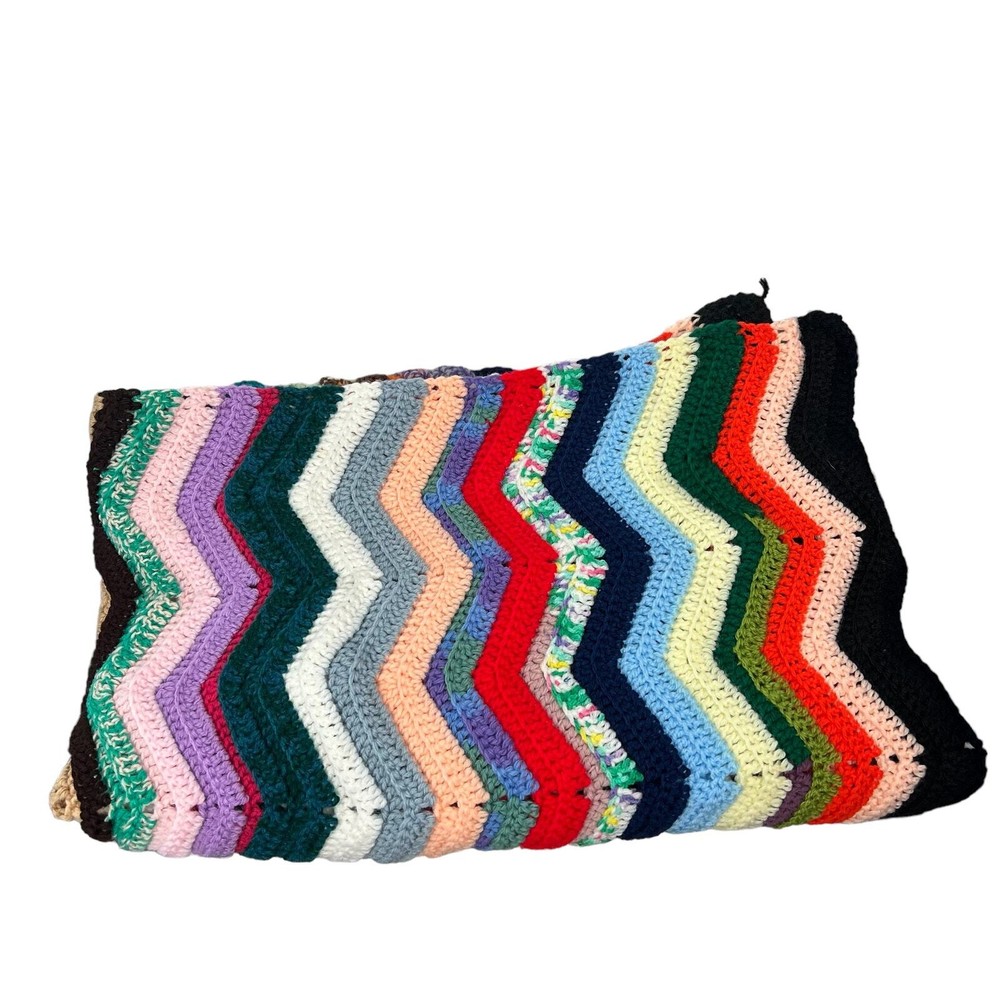 HANDMADE Multi Color Crochet Blanket 60” x 42”