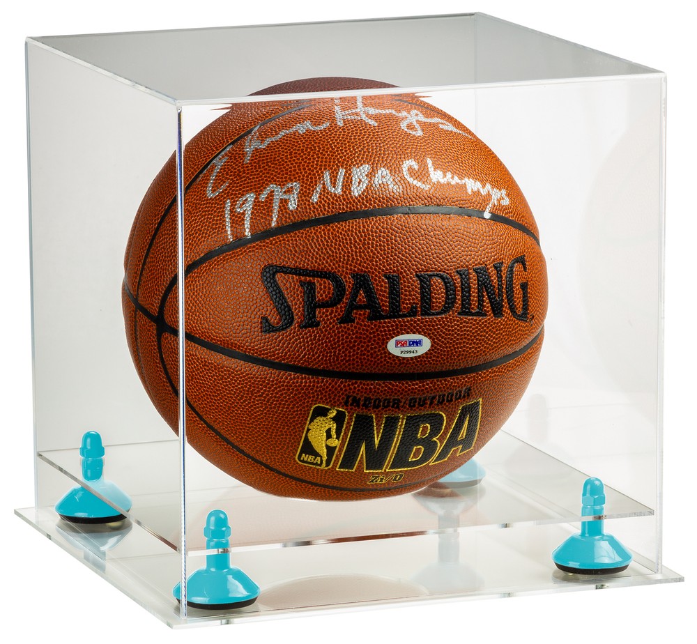 Clear Acrylic Full Size Basketball Display Case with Blue Risers&ClearBase(A001)