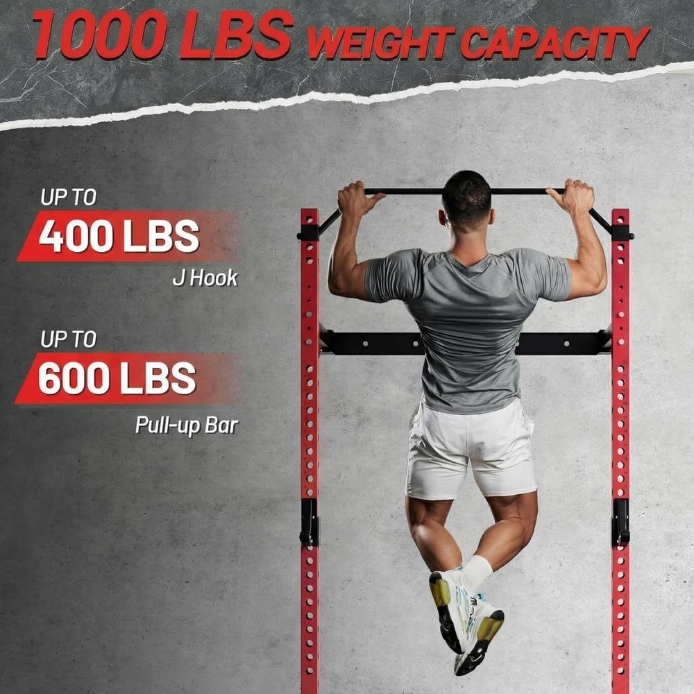 Foldable Squat Rack: 1000 LBS Capacity, Space-Saving with Pull-Up Bar & Landmine