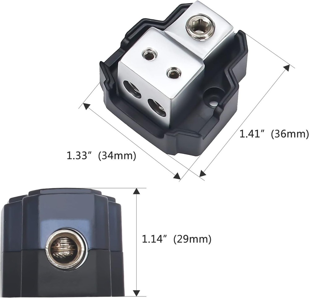 Durable Chrome 2-Way Power Ground Block for Optimal Car Audio Efficiency, 2 Pack