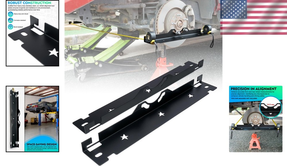 Compact Black Wheel Alignment Tool - Heavy Duty Stainless Steel for Precision