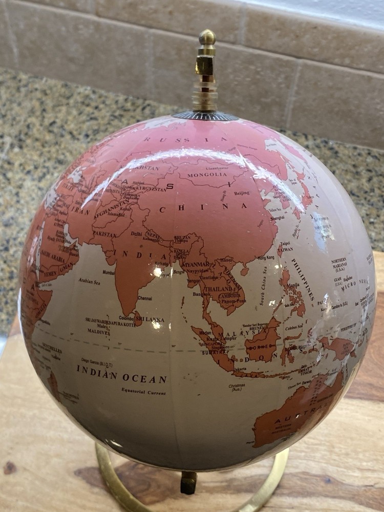 World Globe Pink With Gold Tone Solid Stand Desktop