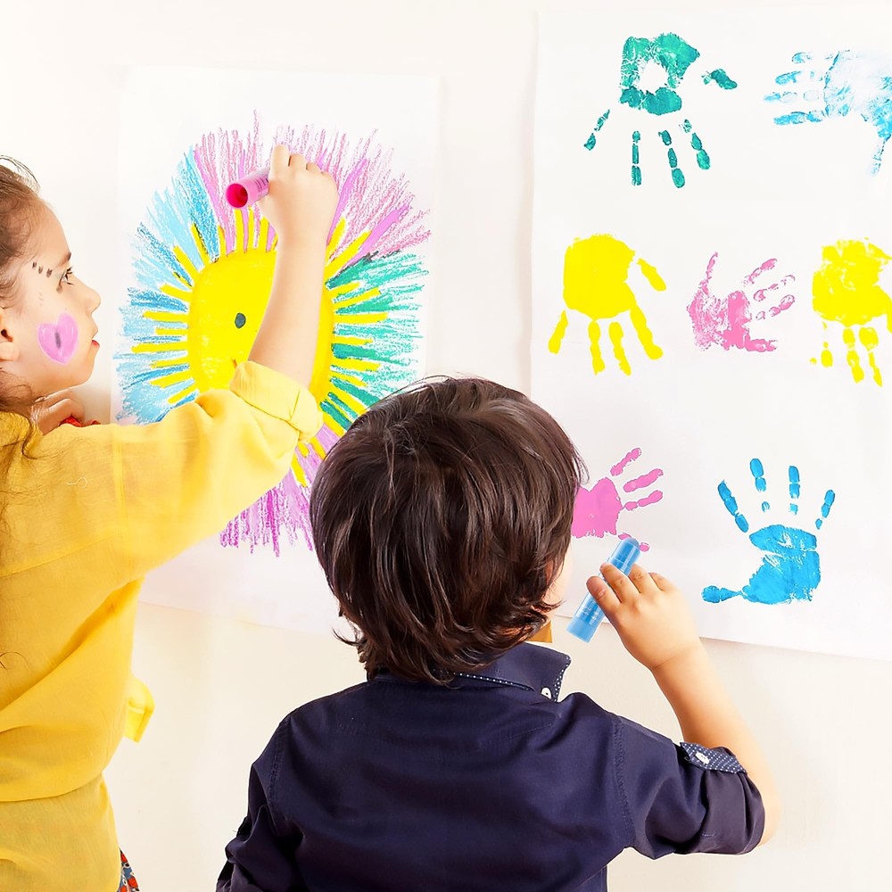 Tempera Paint Sticks, 30 Colors Solid Tempera Paint for Kids with 1 Drawing P...