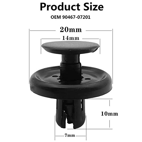 100Pcs Nylon Engine Under Cover Push-Type Retainer Clips Engine 90467-07201