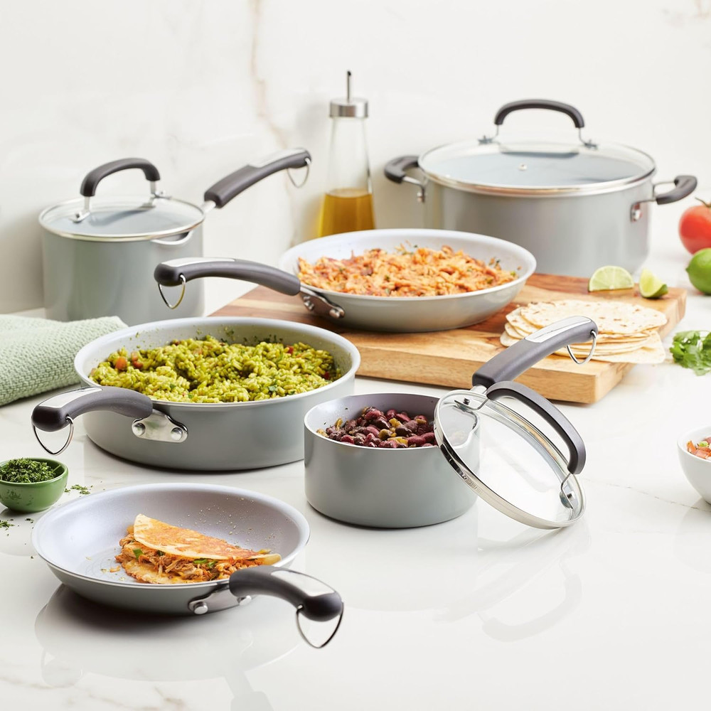 Ecoadvantage 13-Piece Gray Ceramic Nonstick Cookware Set for Effortless Cooking