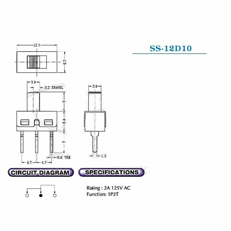 2 Position ON-OFF SPDT 3 Pin PCB Panel Model Mini Vertical Slide Switch 2A 125V