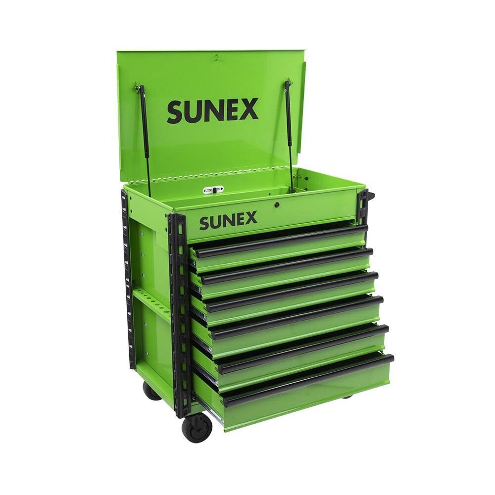 Sunex Premium Full Drawer Service Cart  Lime Green