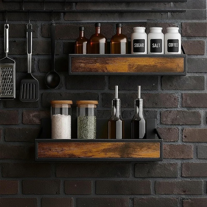 Wall Mount Spice Rack Organizer Easy Installation Durable Kitchen Storage New