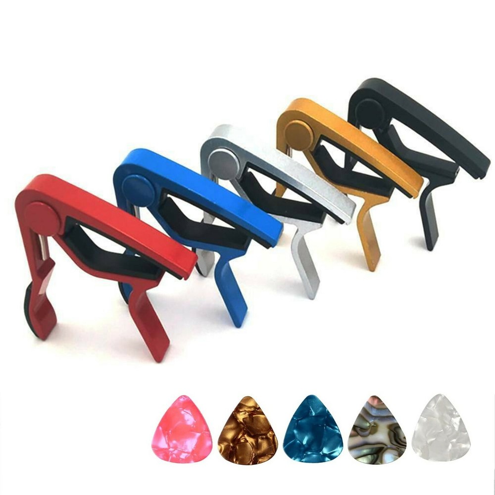 Adore Pro Quick Change Guitar Capo and Picks 5Pcs Celluloid Variety Pack Medium