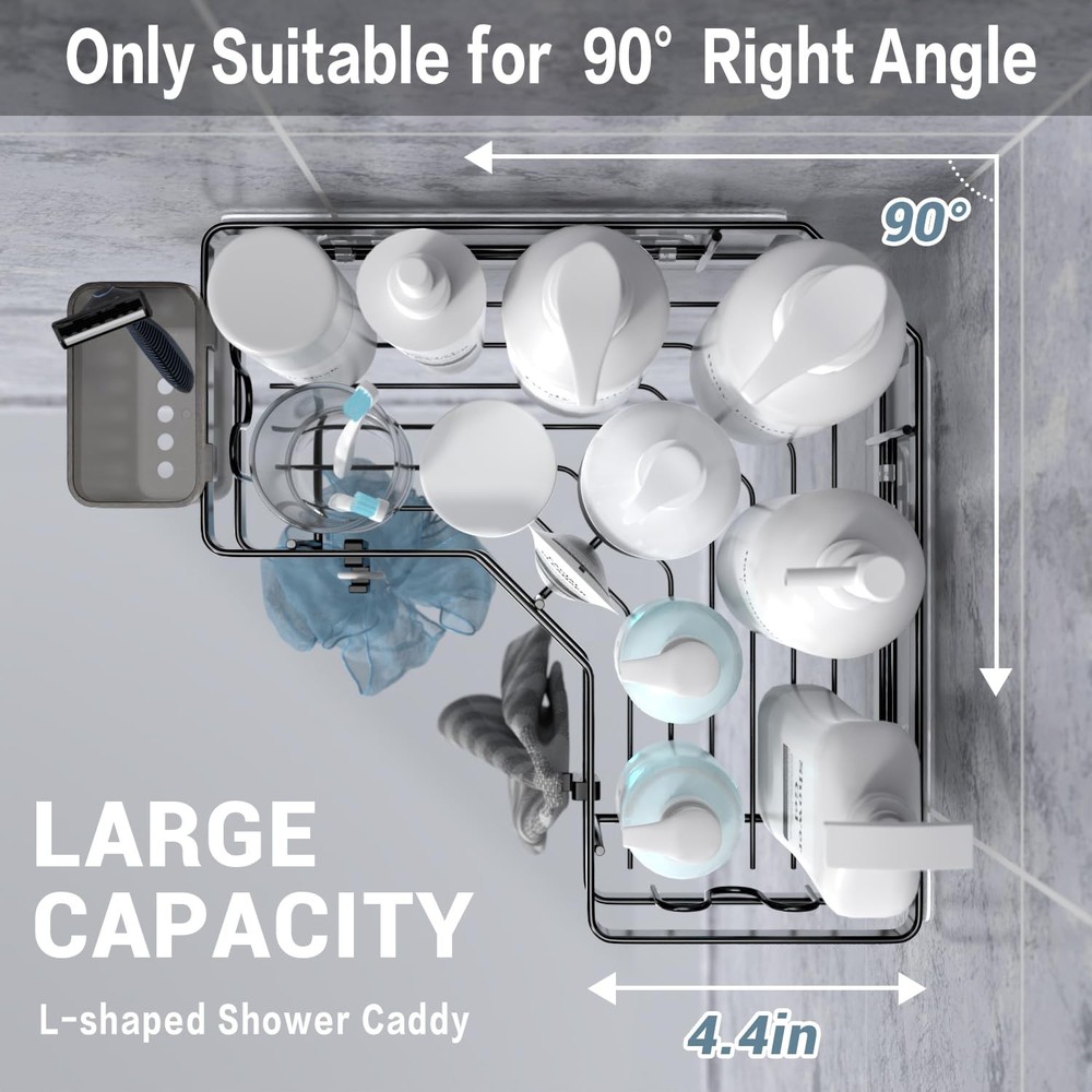 Corner Shower Caddy, 2 Pack, with Suction Cup, No Drilling