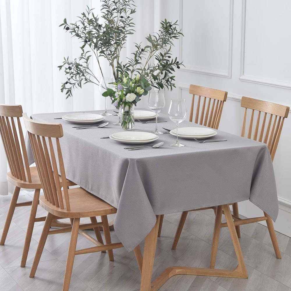 maxmill Rectangle Textured Tablecloth Waterproof Spillproof Wrinkle Free Tabl...