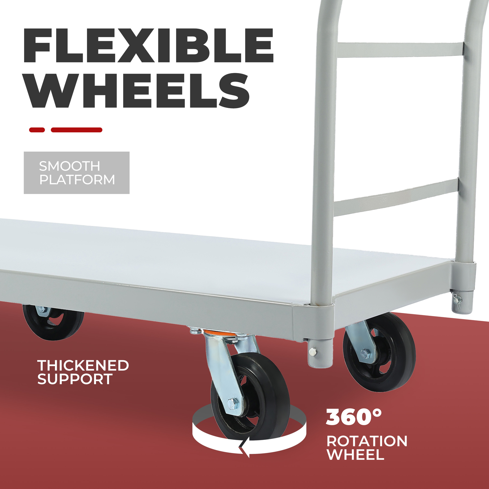 Platform Hand Truck 2000lb Capacity Steel Heavy Duty Flat Dolly Cart W/ Wheels