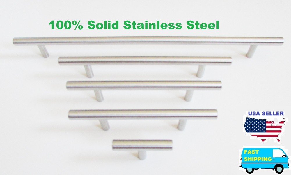 Solid Stainless Steel Pull T Bar Kitchen Cabinet Handle Cupboard Drawer Knob