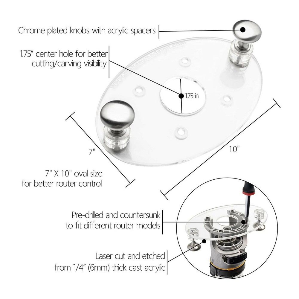 Porter Cable 890 Router Acrylic Base Plate