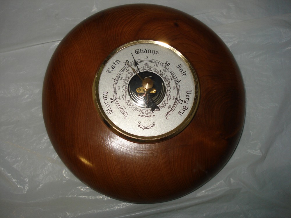 Vtg. Daymaster Barometer Thermometer 5.75 Wall Hanging Nautical Decor Solid Wood