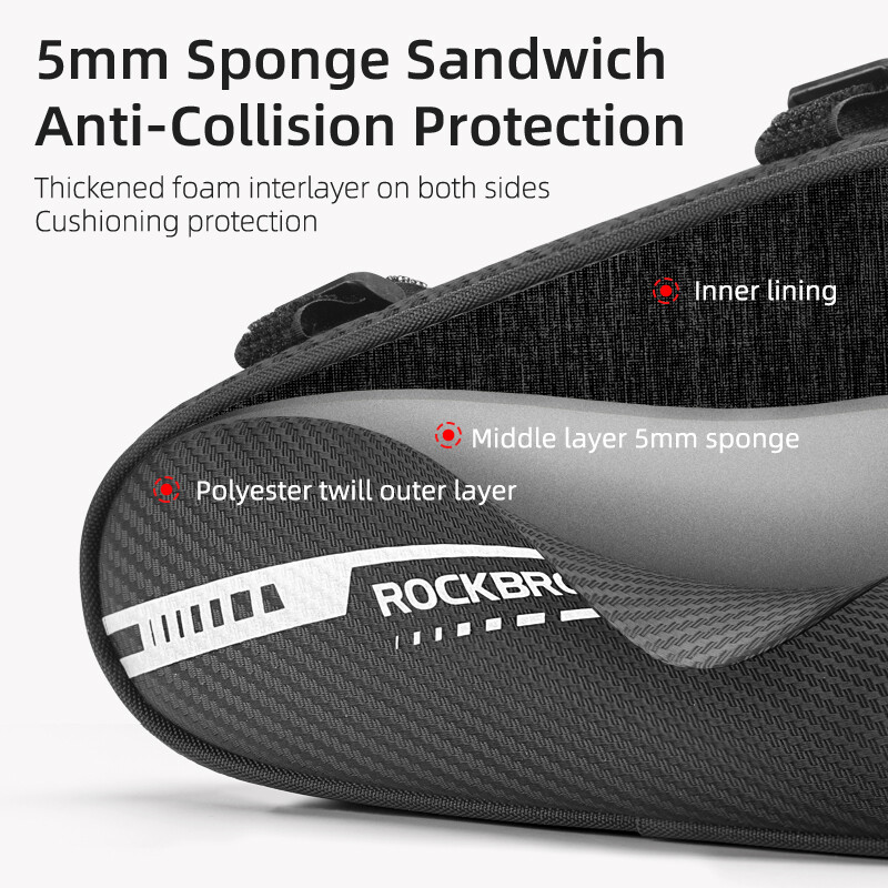 ROCKBROS Bike Triangle Bag Frame Bag Reflective Under Top Tube Storage Bag 1.2L