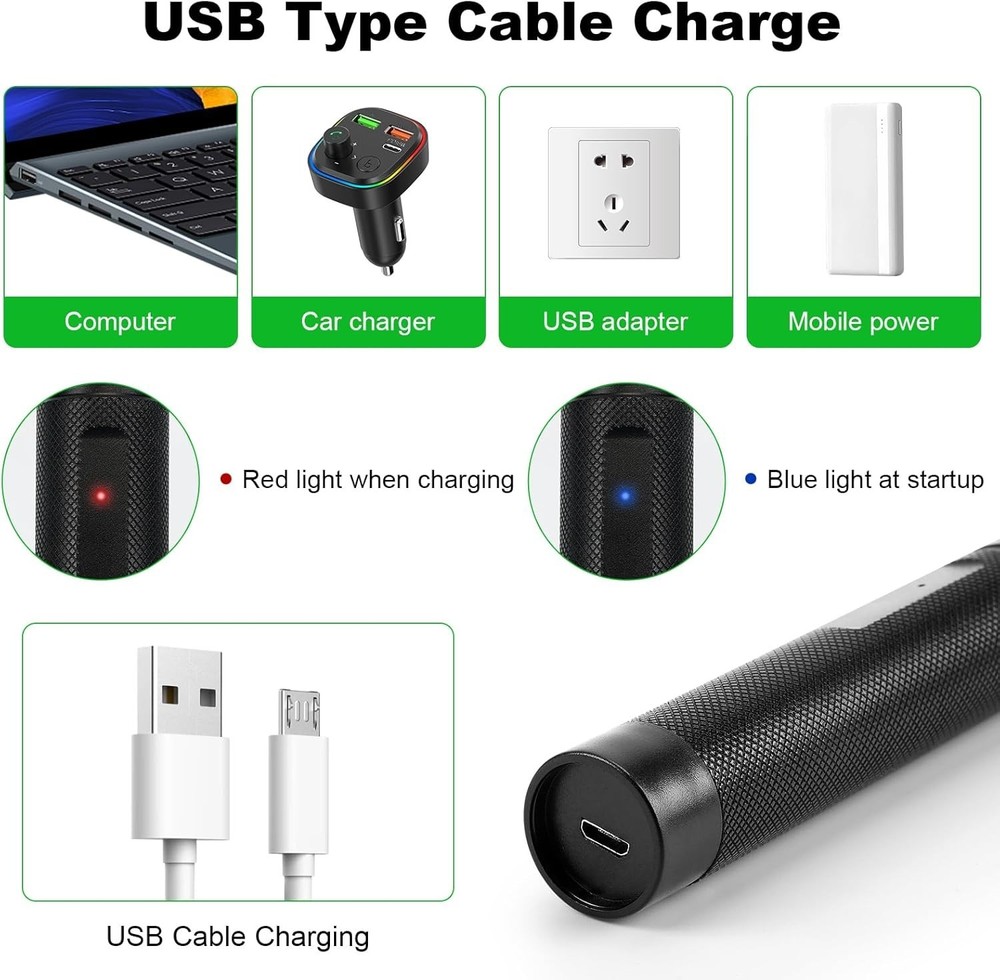 Durable USB Rechargeable Green Laser Pointer - Ideal for Hiking & Presentations