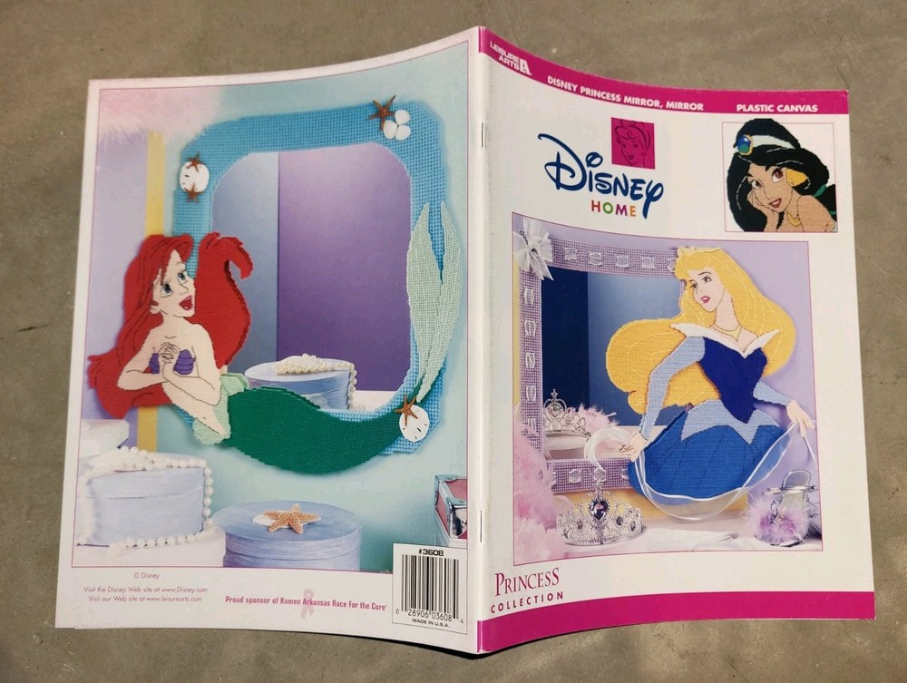 Disney Home Princess Collection Plastic Canvas Mirror Decor Pattern Book