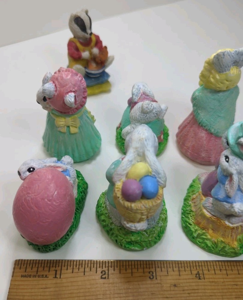 6 Vintage Easter Bunny Figurines Plus 1 Special Extra Read,👇