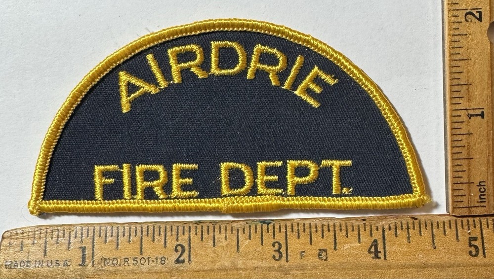 Vintage Obsolete Airdrie Fire Department Patch Alberta Canada Rescue Fireman