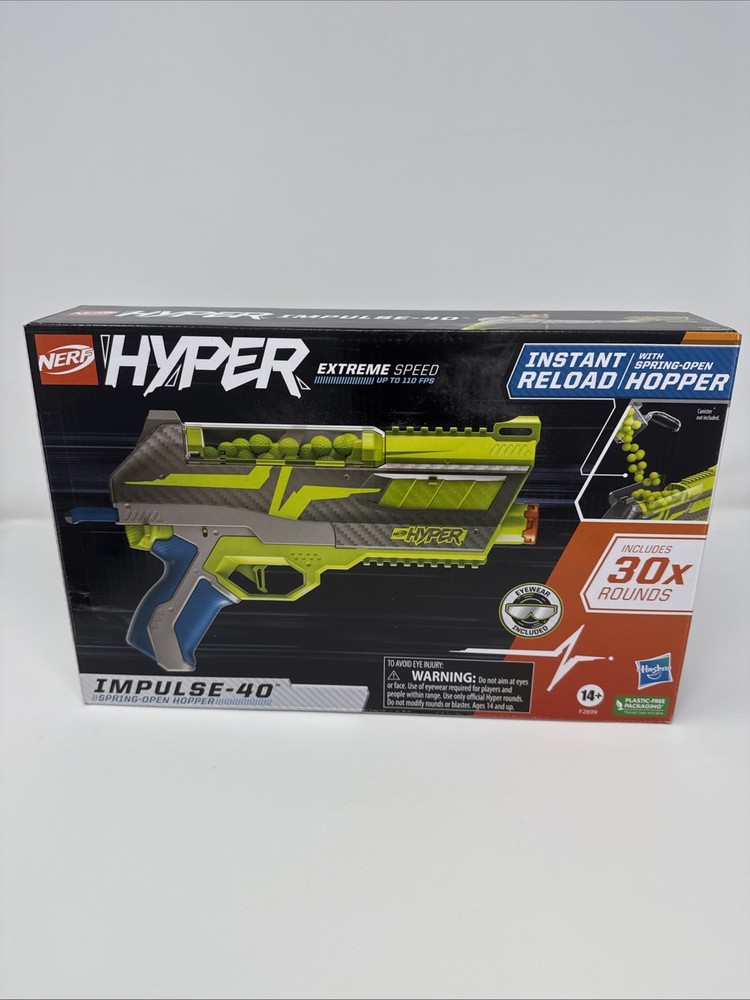 Nerf Hyper Impulse-40 Blaster w/30 Rounds - Spring Open Hopper - New In Box!