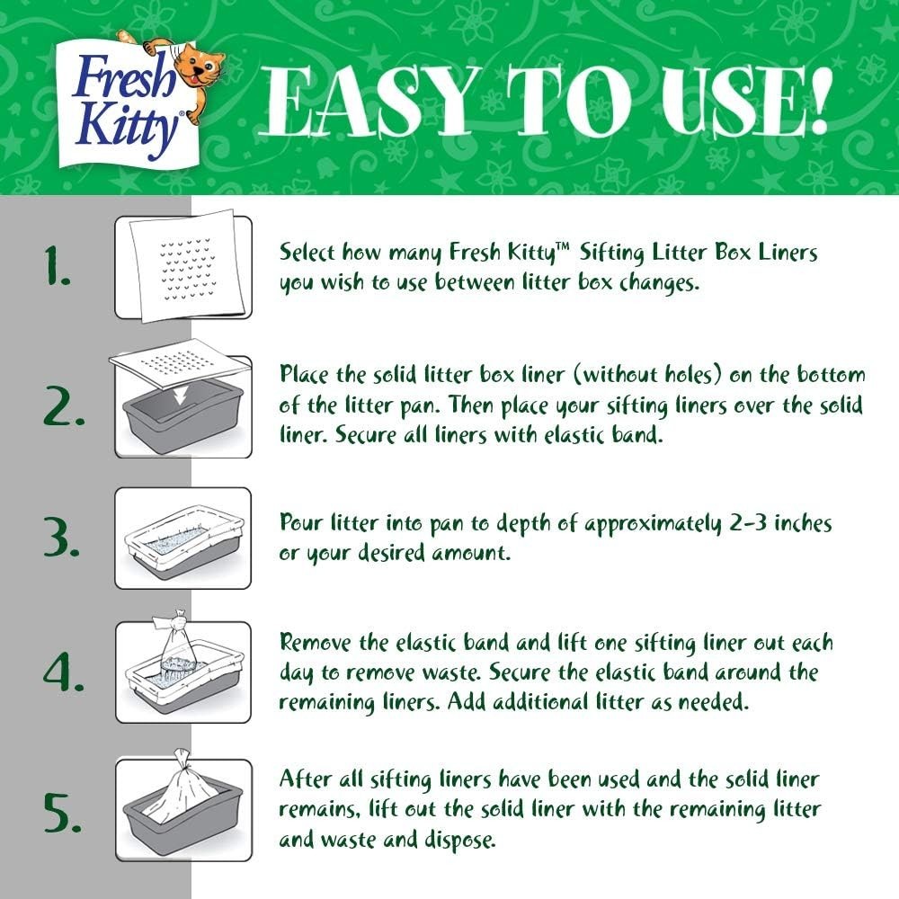 10 Count Durable Litter Box Liners, Easy Clean Up Elastic Jumbo Sifting Litte...