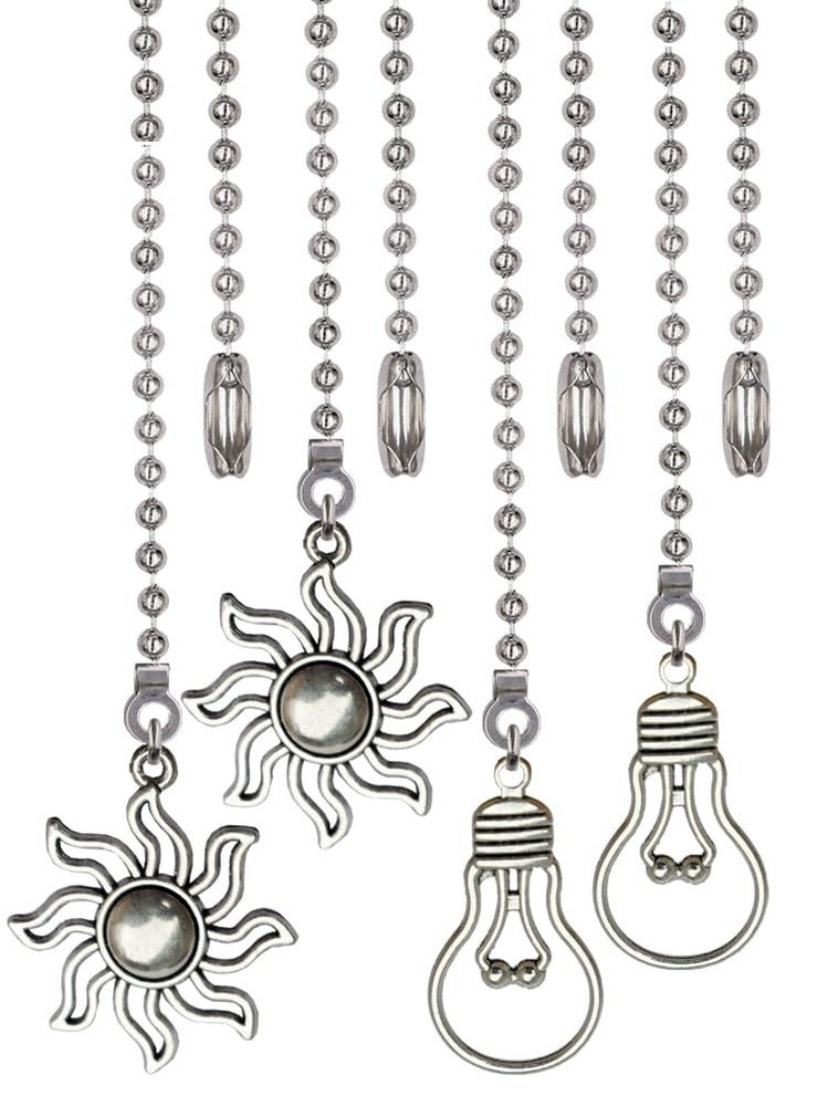 Aiyonoyia 4 Pack Ceiling Fan Pull Chain, 12 Inch Pull Chains Extension Orname...