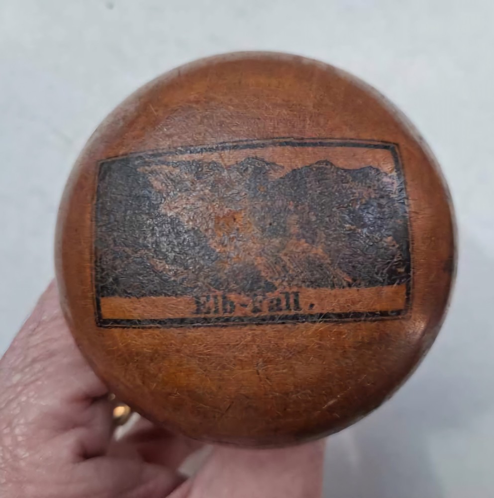 Antique Sewing Darning Tool Needle Case  German Polish Treen Transfer Ware