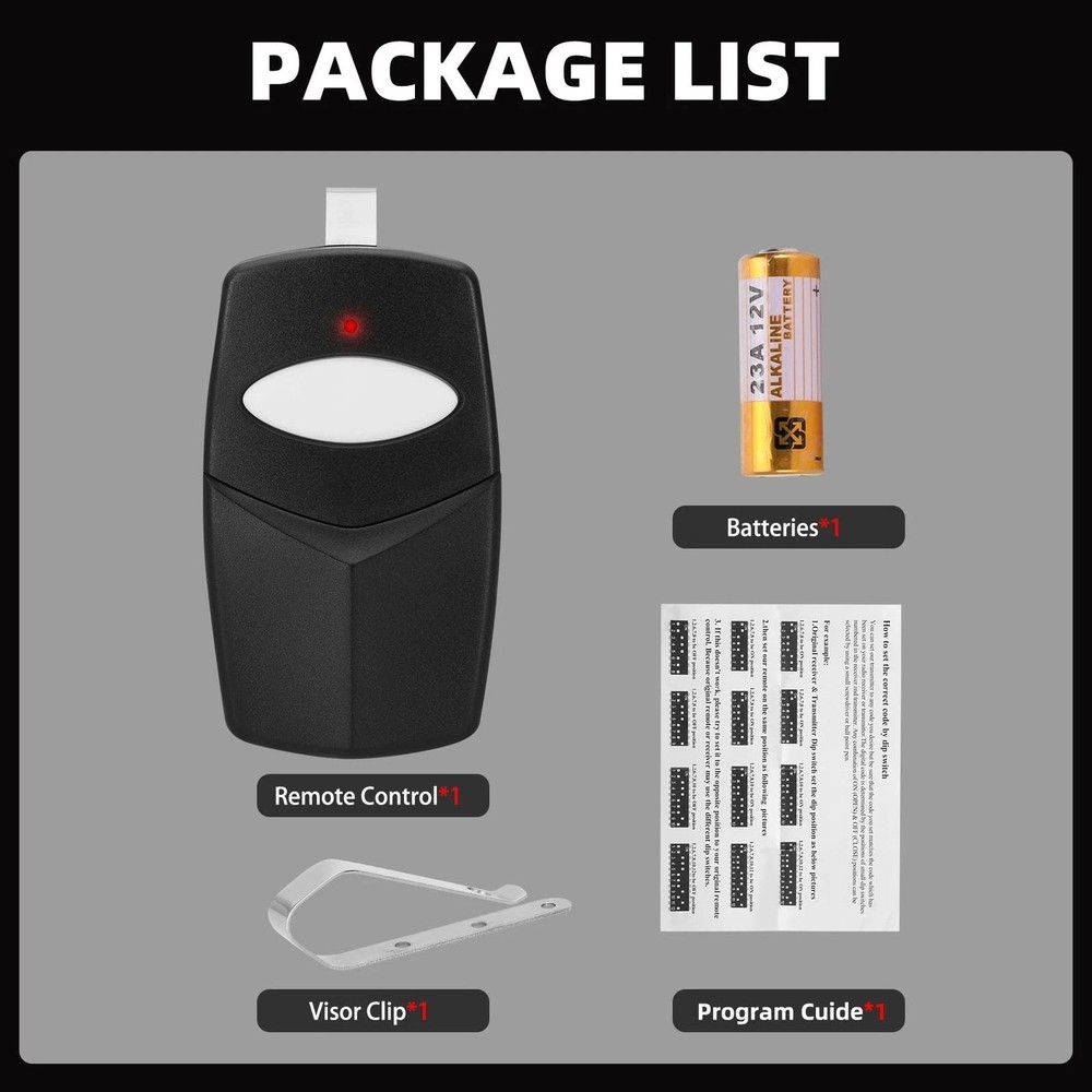 3089 Multi-Code Gate Opener Remote with 10 Dip Switch Door Remote 300MHz