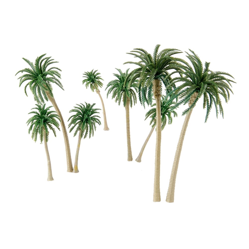 15Pcs Multi Size Plastic Coconut Palm Model Trees Train Railroad Diorama Scenery