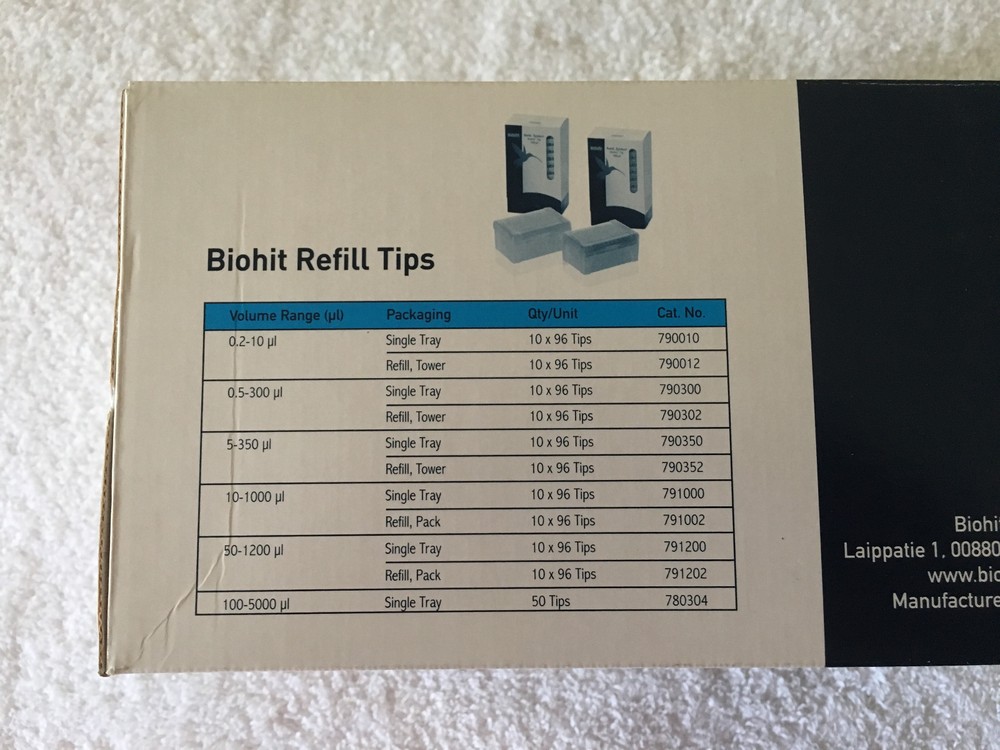 BIOHIT MODEL 780021 PIPETTOR TIPS - QUANTITY 400