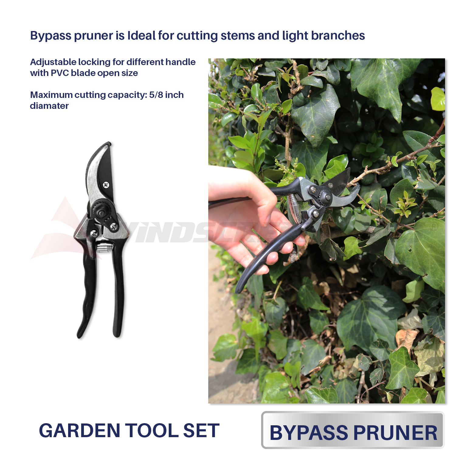 3 Piece Combo Garden Tool Set with Lopper Hedge Shears Pruner Shears Garden Kit
