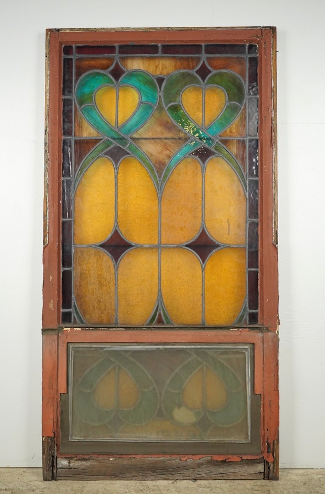 1900s Rectangular Leaded Stained Glass Church Window - R289715