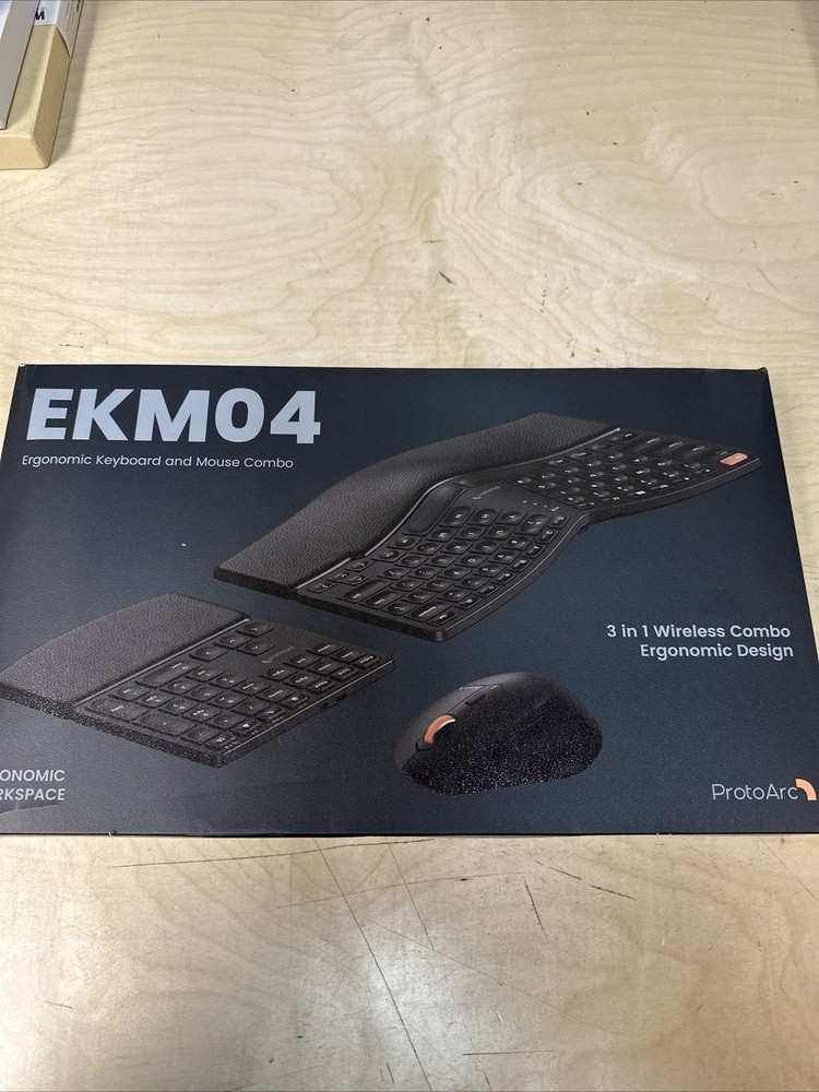 ProtoArc EkM04 Keyboard & Mouse Ergonomic Wireless Combo Split Design Black