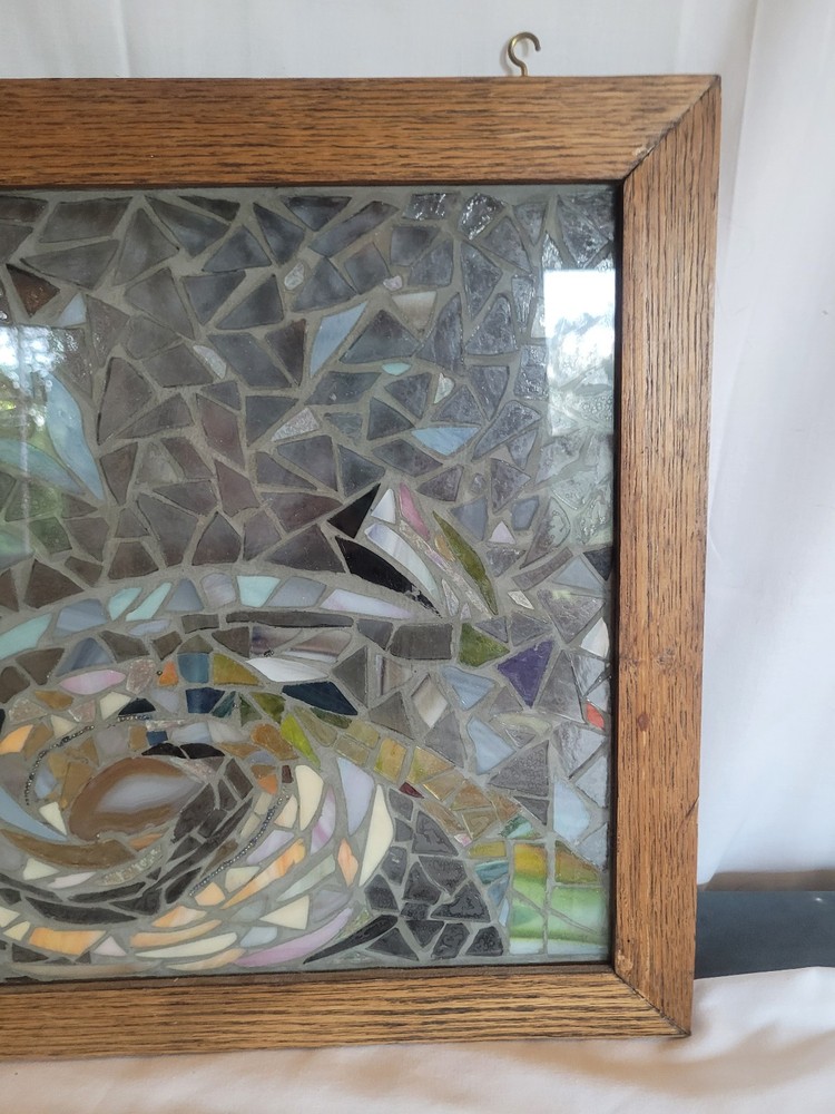 Stained glass abstrack art panel 17" x 17"