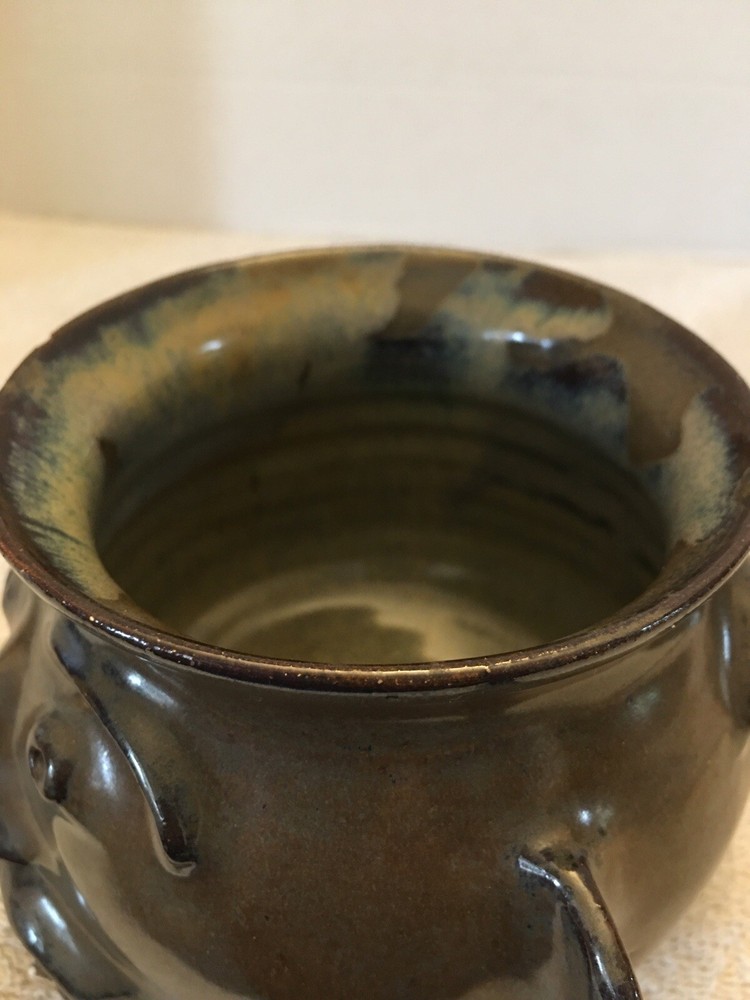 Face Pottery Decor Piece / Planter Artist Signed & Dated 2001